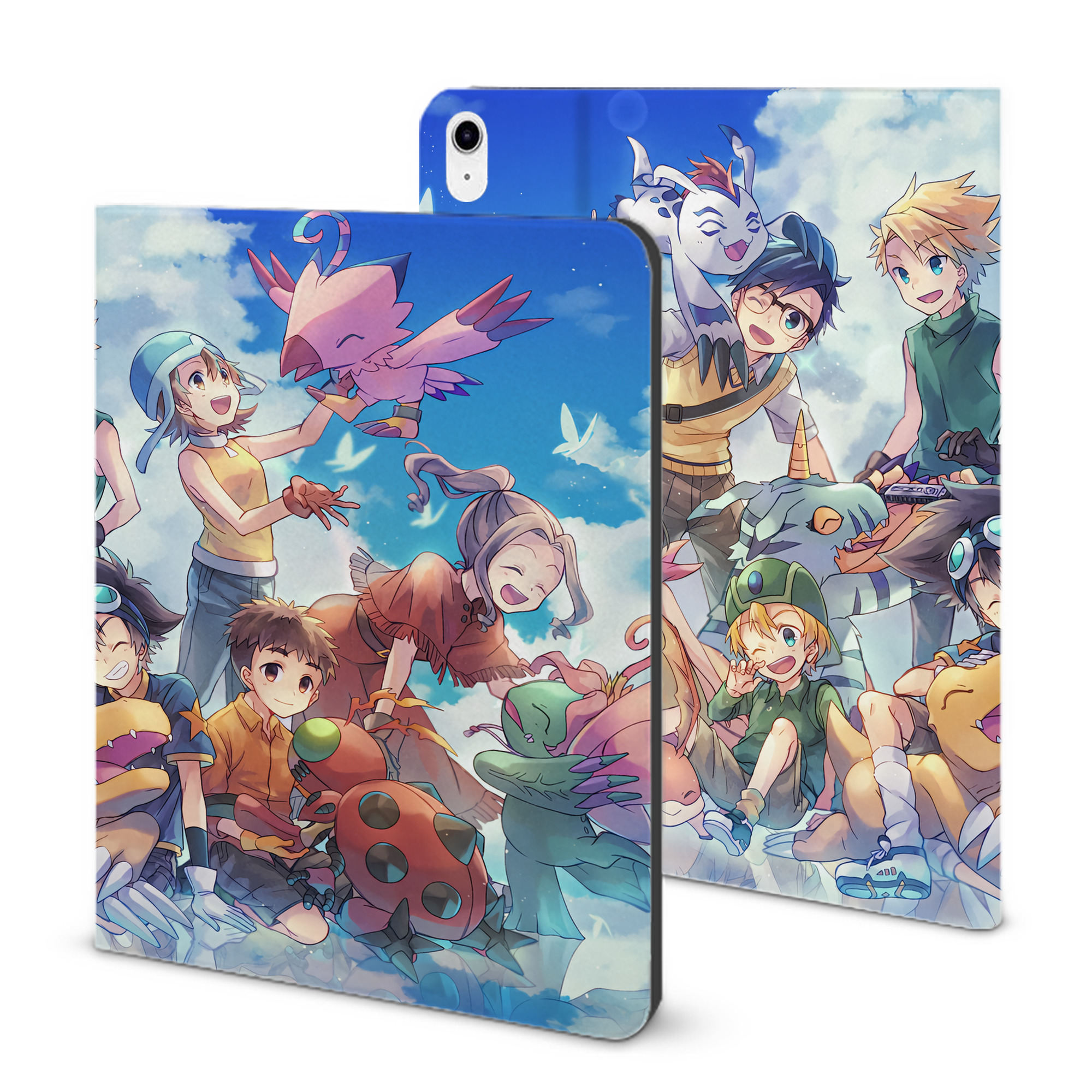 （画像用） Digimon デジタルモンスター/デジモン IPad ケース ブック型 PUレザー TPU 耐衝撃 軽量 薄型 ペン収納なし 全面保護 IPad 各モデル対応